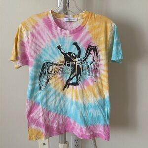 Daydreamer Led Zeppelin graphic tee blue yellow tie dye, size S